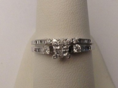 10kt White Gold Quad Princess Cut Round Diamond Engagement Bridal Set Wedding Ring (0.43ct. tw) by RG&D