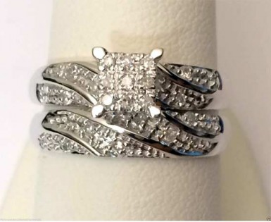 14kt White Gold Her Woman Diamonds Wedding Ring Bands Bridal Set by RG&D