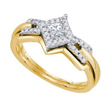 10kt Yellow Gold 1/4CTW Diamond Bridal Rings Set by RG&D