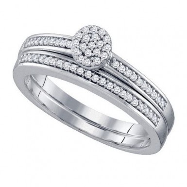10kt White Gold 1/5CTW Diamond Micro Pave Bridal Rings Set by RG&D