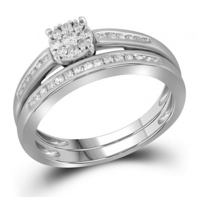10kt White Gold 1/3CTW Diamond Engagement Bridal Rings Set by RG&D
