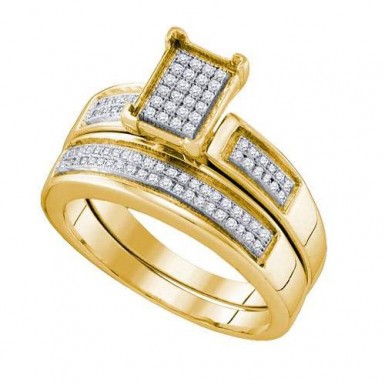 10kt Yellow Gold 1/4CTW Diamond Micro Pave Bridal Rings Set by RG&D