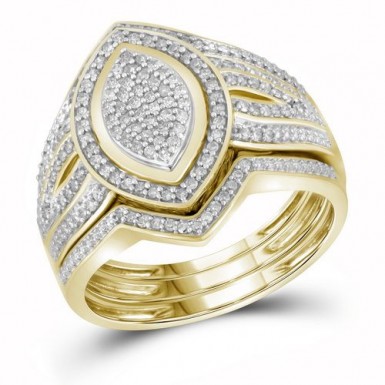 10kt Yellow Gold 1/3CTW Diamond Micro Pave Bridal Rings Set by RG&D