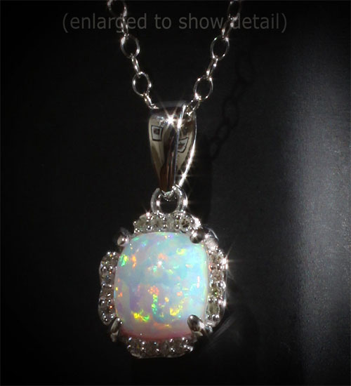14K White Gold Opal Diamond HALO 18 Necklace Set 6MM or 0.84 CTW Opal ...