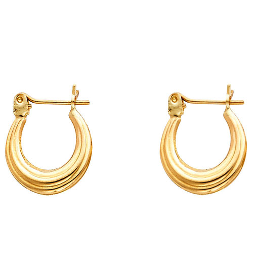 Women Real 14K Yellow Gold Polished Plain Round Hook Hoop Earrings 1.0 ...