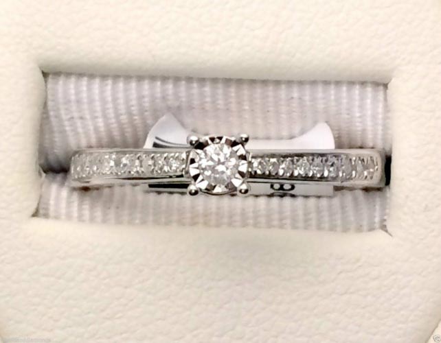 14kt White Gold Round Diamond Engagement Skinny petite Promise Ring ...