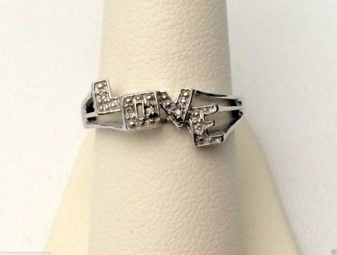 10kt White Gold Diamonds Engagement Promise Girl Friend Ring LOVE Right ...
