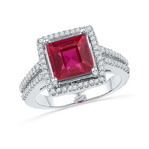 10kt White Gold 0.33ctw Diamond Lab Created Ruby Ring by RG&D