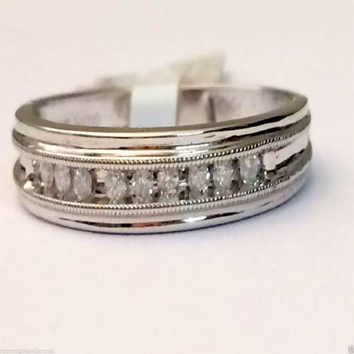 10k White Gold 5mm Mens Wedding Anniversary Diamonds Chennel Set ...