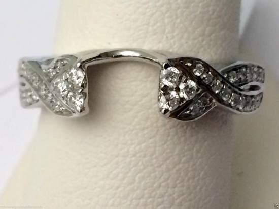 14k White Gold Diamond Solitaire Wrap Ring Solitaire Enhancer Bypass ...