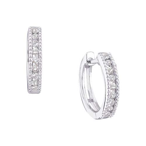10kt White Gold Round Diamonds Fashion Hoop Earrings (0.26ct. tw) by RG&D