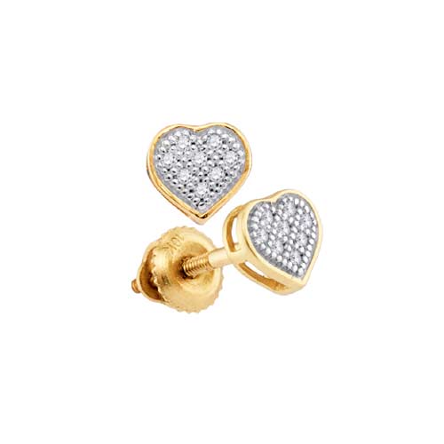 10kt Yellow Gold Heart Shape Style Round Diamonds Fashion Stud Earrings ...