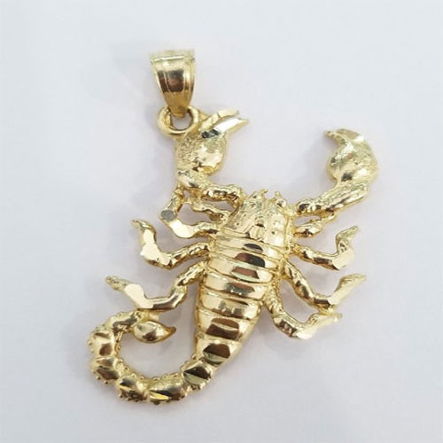 14k Yellow Gold Scorpion Insect Animal 3D Puff Hollow Pendant Charm ...