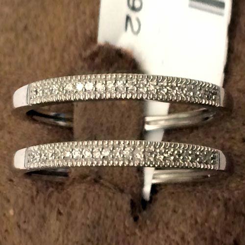 10kt White Gold Solitaire Enhancer Pave Diamonds Ring Guard Wrap ...