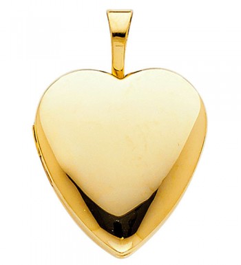 14k Yellow Real Gold Plain Shiny Heart Locket SMALL Charm Pendant ...