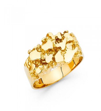 Men 14k Yellow Real Gold Polish Nugget Fashion Anniversary Engagement ...